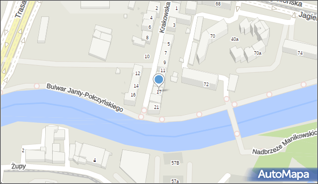 Bydgoszcz, Krakowska, 17, mapa Bydgoszczy