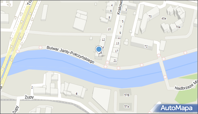 Bydgoszcz, Krakowska, 18, mapa Bydgoszczy
