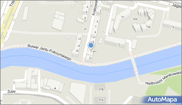 Bydgoszcz, Krakowska, 19, mapa Bydgoszczy