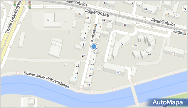 Bydgoszcz, Krakowska, 7, mapa Bydgoszczy