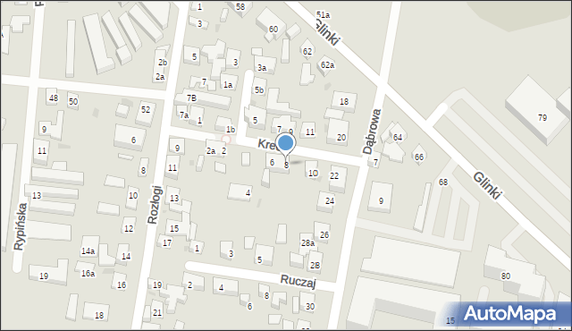 Bydgoszcz, Krecia, 8, mapa Bydgoszczy