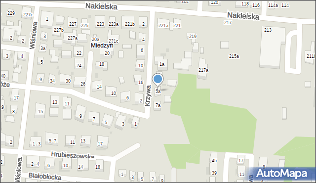 Bydgoszcz, Krzywa, 5a, mapa Bydgoszczy