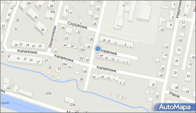 Bydgoszcz, Kraskowa, 19, mapa Bydgoszczy