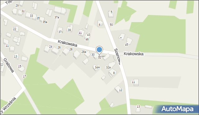 Bydlin, Krakowska, 32, mapa Bydlin