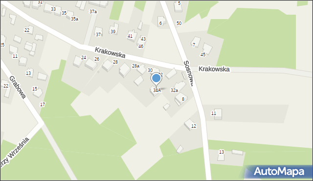 Bydlin, Krakowska, 34A, mapa Bydlin