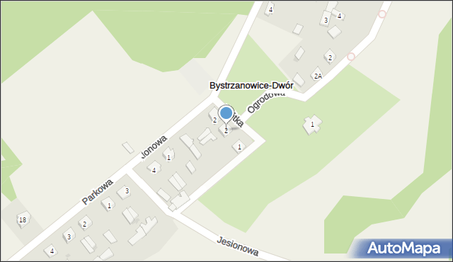 Bystrzanowice-Dwór, Krótka, 2, mapa Bystrzanowice-Dwór