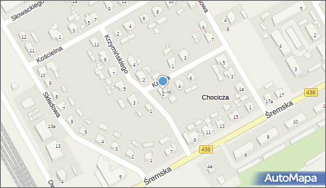 Chocicza, Krótka, 2, mapa Chocicza