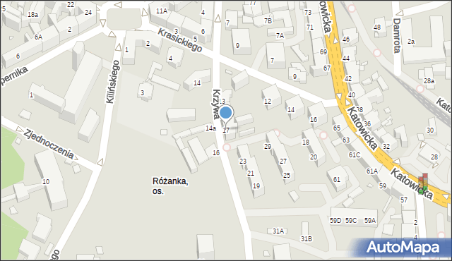 Chorzów, Krzywa, 17, mapa Chorzów