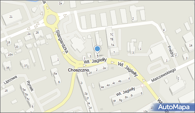 Choszczno, Króla Władysława Jagiełły, 5, mapa Choszczno