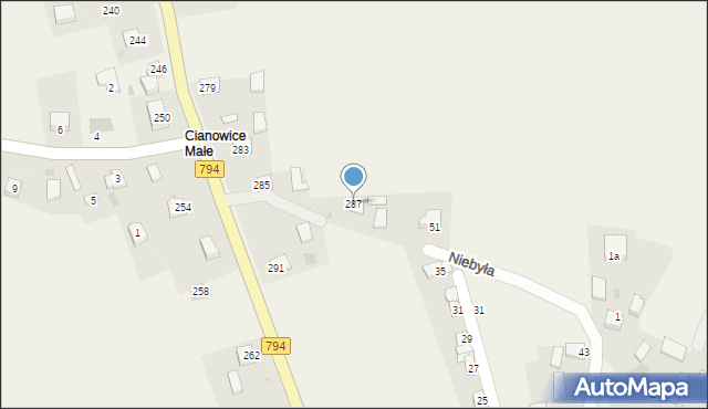 Cianowice, Krakowska, 287, mapa Cianowice