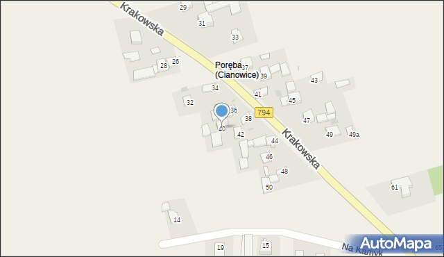 Cianowice, Krakowska, 40, mapa Cianowice