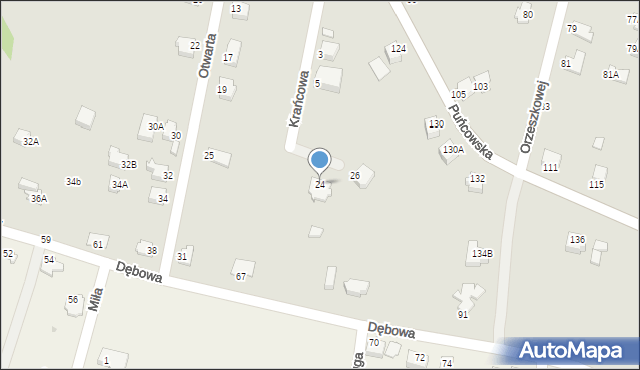 Cieszyn, Krańcowa, 24, mapa Cieszyna