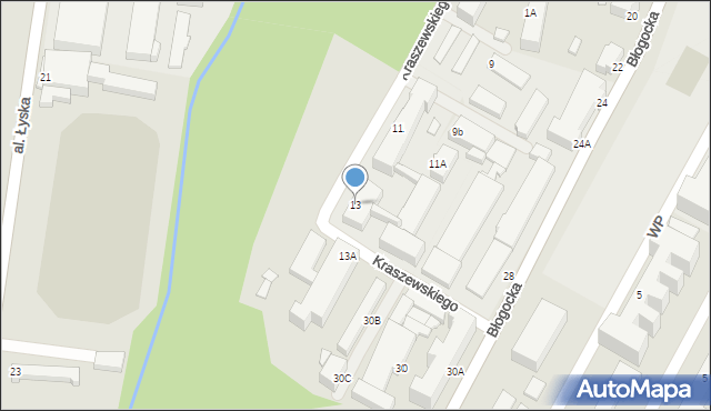 Cieszyn, Kraszewskiego Józefa Ignacego, 13, mapa Cieszyna