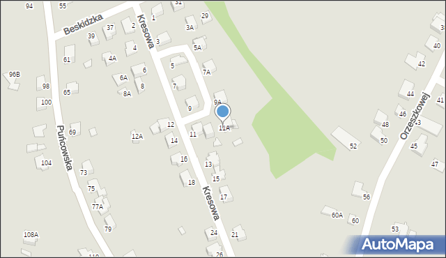 Cieszyn, Kresowa, 11A, mapa Cieszyna