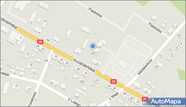 Cybinka, Krośnieńska, 11/1, mapa Cybinka