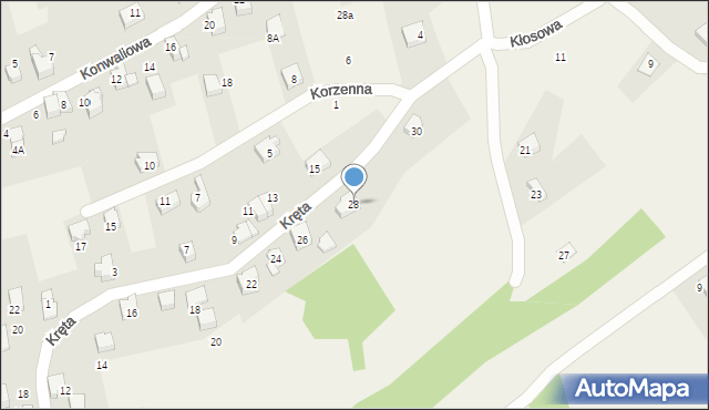 Czaniec, Kręta, 28, mapa Czaniec