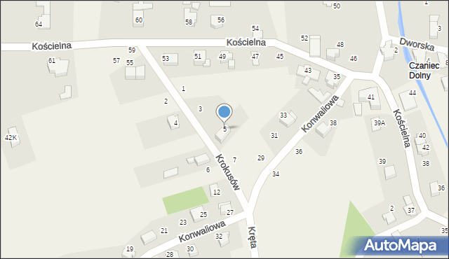 Czaniec, Krokusów, 5, mapa Czaniec