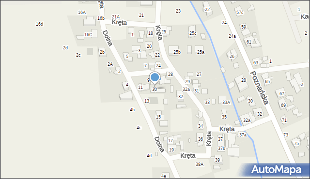 Czapury, Kręta, 30, mapa Czapury