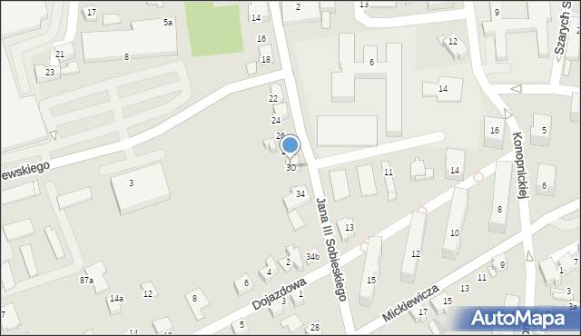 Czechowice-Dziedzice, Króla Jana III Sobieskiego, 30, mapa Czechowic-Dziedzic