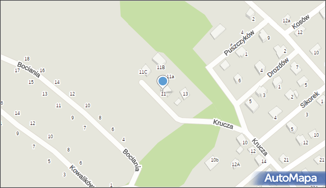 Czechowice-Dziedzice, Krucza, 11, mapa Czechowic-Dziedzic