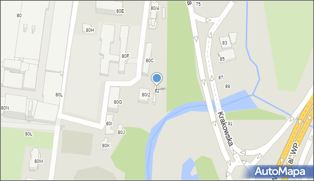 Częstochowa, Krakowska, 82, mapa Częstochowy