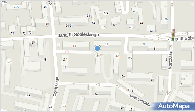 Częstochowa, Króla Jana III Sobieskiego, 11B, mapa Częstochowy