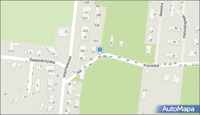 Częstochowa, Krynicka, 61, mapa Częstochowy