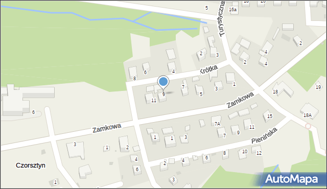 Czorsztyn, Krótka, 9, mapa Czorsztyn