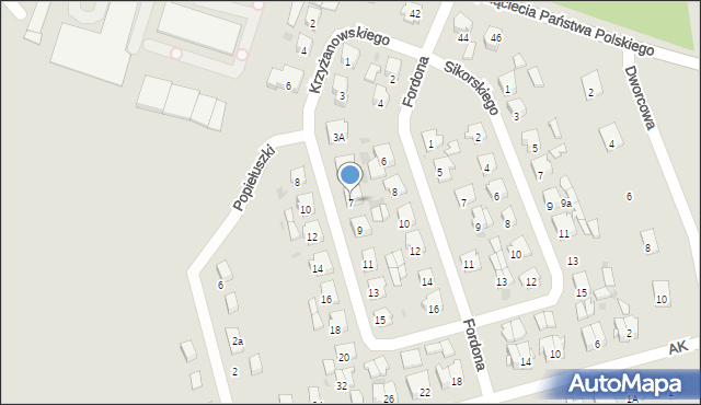 Dąbrowa Białostocka, Krzyżanowskiego Adriana, 7, mapa Dąbrowa Białostocka