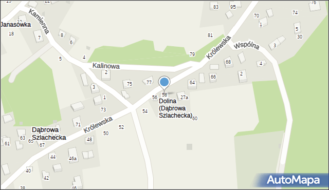 Dąbrowa Szlachecka, Królewska, 58, mapa Dąbrowa Szlachecka