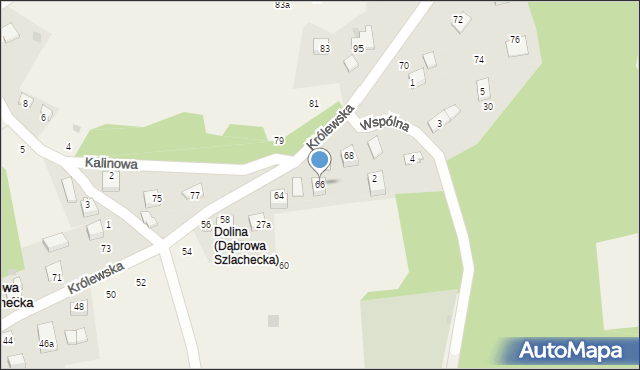 Dąbrowa Szlachecka, Królewska, 66, mapa Dąbrowa Szlachecka