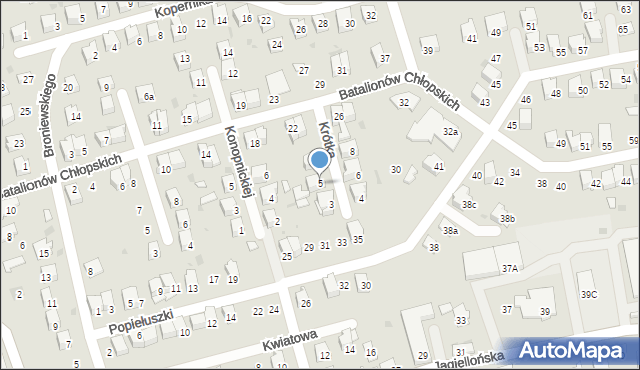 Dąbrowa Tarnowska, Krótka, 5, mapa Dąbrowa Tarnowska