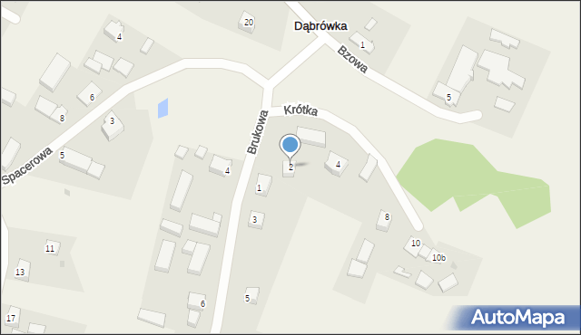 Dąbrówka, Krótka, 2, mapa Dąbrówka