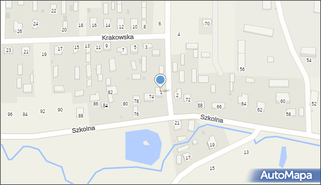 Dachnów, Krakowska, 1, mapa Dachnów