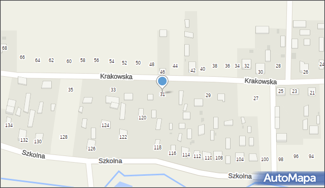 Dachnów, Krakowska, 31, mapa Dachnów