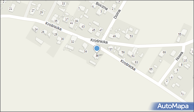 Daniec, Krośnicka, 36, mapa Daniec