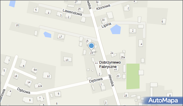 Dobrzyniewo Fabryczne, Królewska, 13, mapa Dobrzyniewo Fabryczne