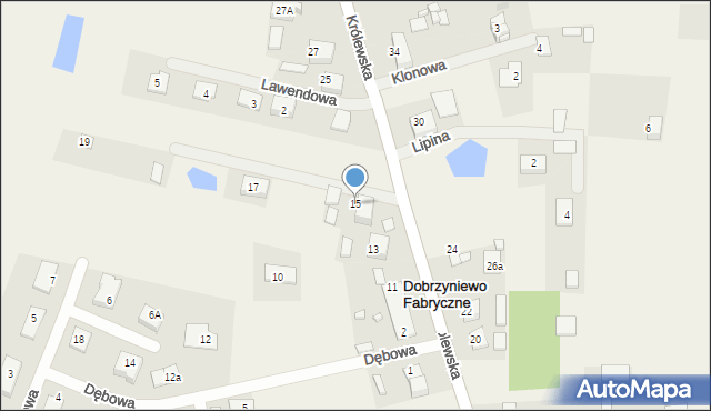 Dobrzyniewo Fabryczne, Królewska, 15, mapa Dobrzyniewo Fabryczne