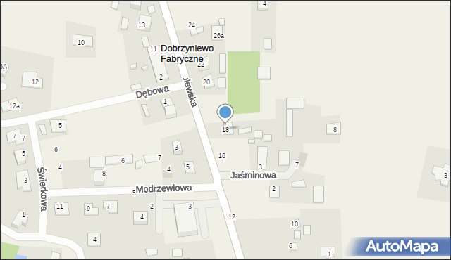 Dobrzyniewo Fabryczne, Królewska, 18, mapa Dobrzyniewo Fabryczne