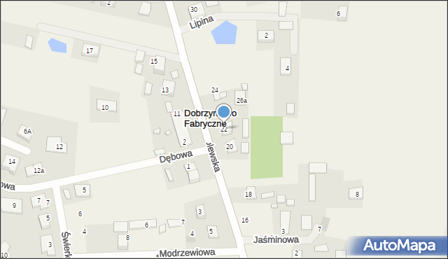 Dobrzyniewo Fabryczne, Królewska, 22, mapa Dobrzyniewo Fabryczne