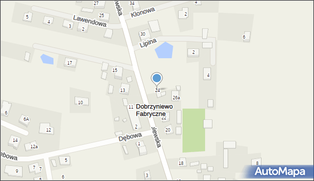 Dobrzyniewo Fabryczne, Królewska, 24, mapa Dobrzyniewo Fabryczne