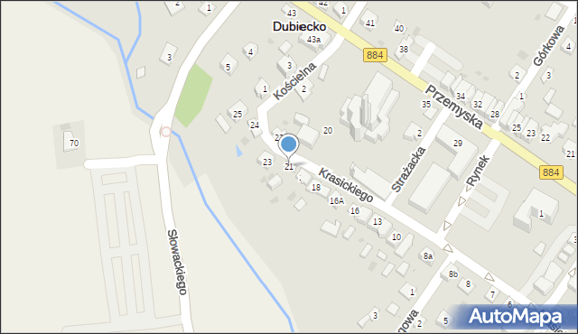 Dubiecko, Krasickiego Ignacego, bp., 21, mapa Dubiecko