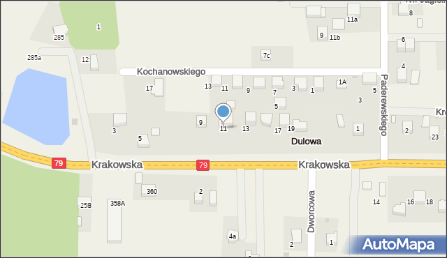 Dulowa, Krakowska, 11, mapa Dulowa