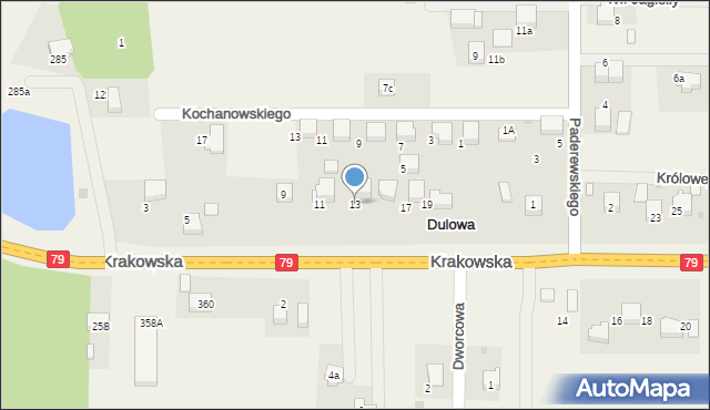 Dulowa, Krakowska, 13, mapa Dulowa