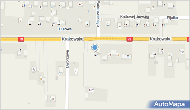 Dulowa, Krakowska, 14, mapa Dulowa