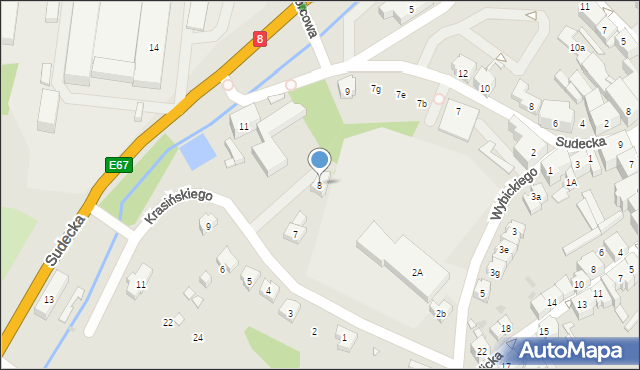 Duszniki-Zdrój, Krasińskiego Zygmunta, 8, mapa Duszniki-Zdrój