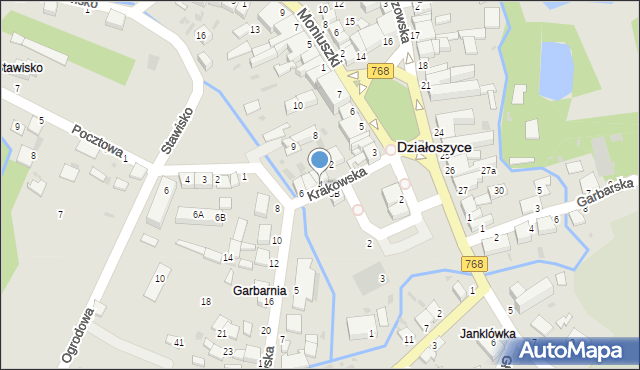 Działoszyce, Krakowska, 4, mapa Działoszyce