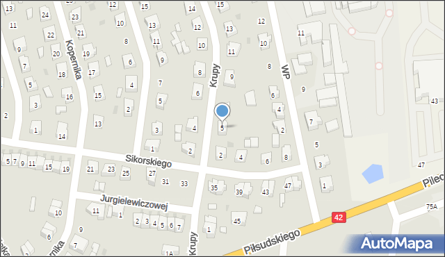 Działoszyn, Krupy, 5, mapa Działoszyn