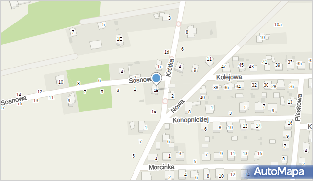 Dziergowice, Krótka, 1B, mapa Dziergowice