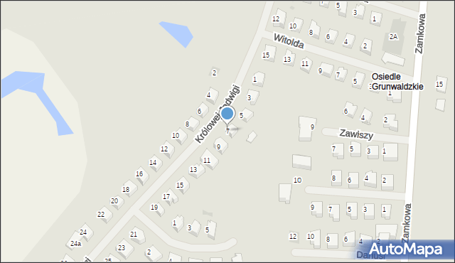 Ełk, Królowej Jadwigi, 7, mapa Ełku